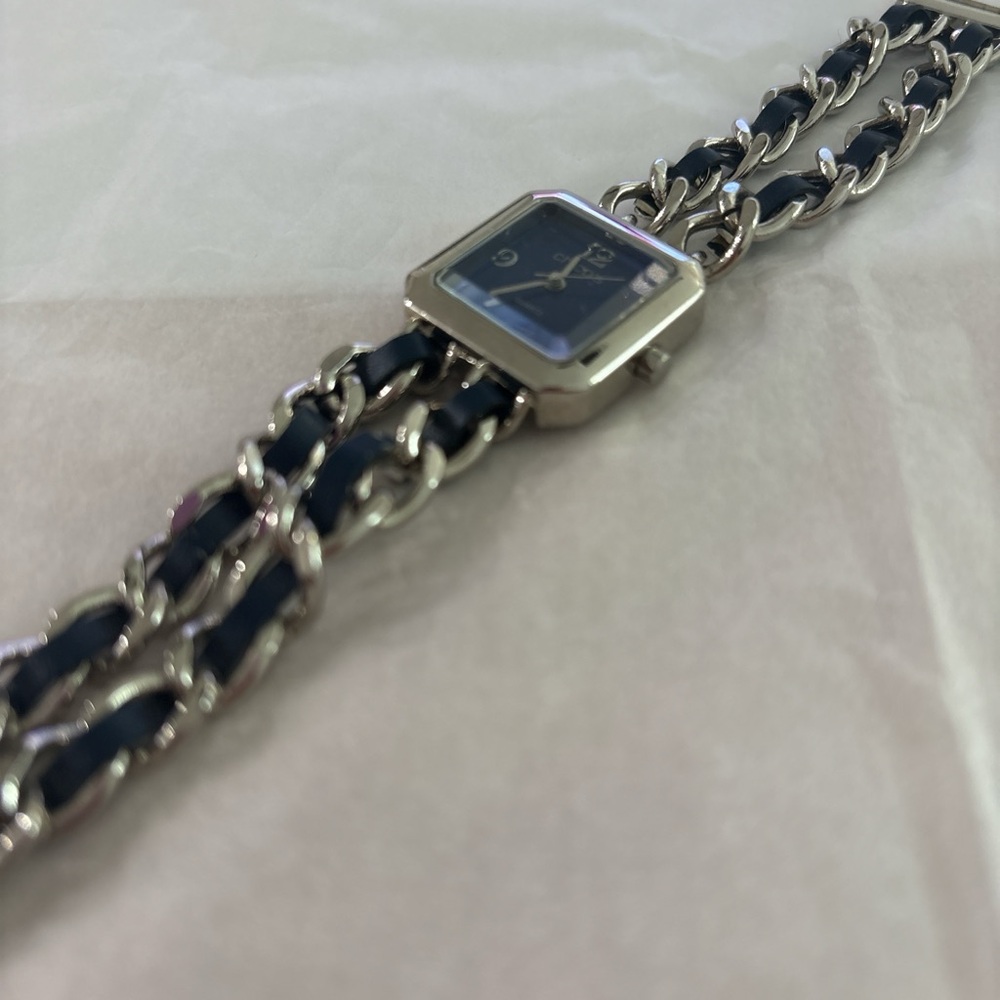 Silver and Black Chain Link Watch